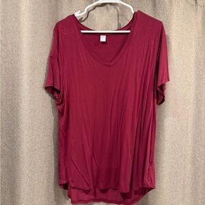 Old Navy Women's Short Sleeve V-Neck Top - Deep Red